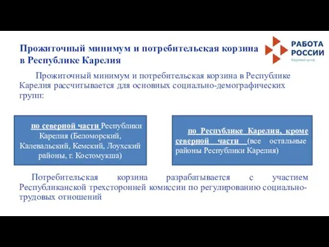 Прожиточный минимум и потребительская корзина в Республике Карелия Прожиточный минимум и потребительская