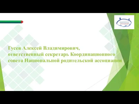 Гусев Алексей Владимирович, ответственный секретарь Координационного совета Национальной родительской ассоциации