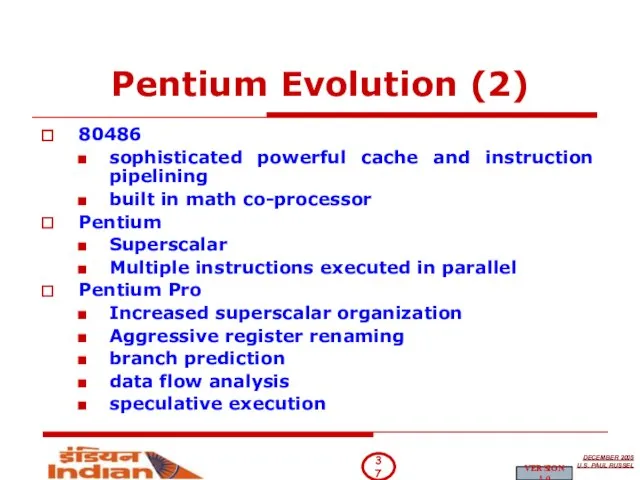 Pentium Evolution (2) 80486 sophisticated powerful cache and instruction pipelining built in