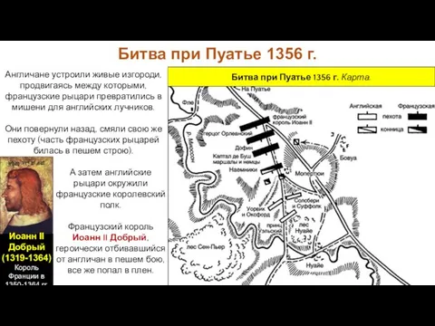 Англичане устроили живые изгороди, продвигаясь между которыми, французские рыцари превратились в мишени