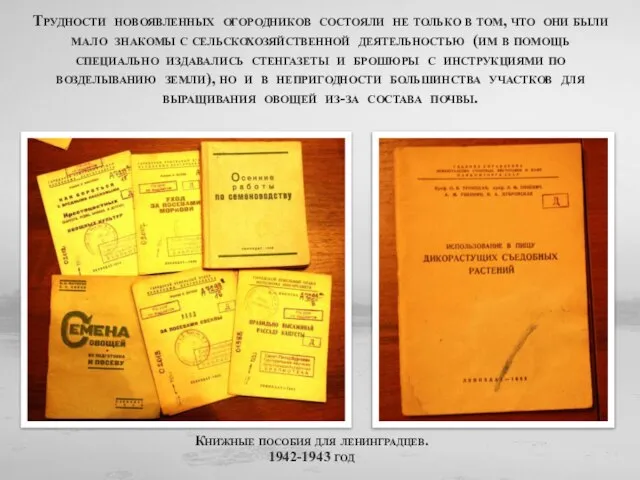 Книжные пособия для ленинградцев. 1942-1943 год Трудности новоявленных огородников состояли не только