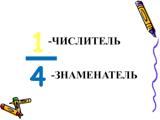 1 _ 4 -ЧИСЛИТЕЛЬ -ЗНАМЕНАТЕЛЬ