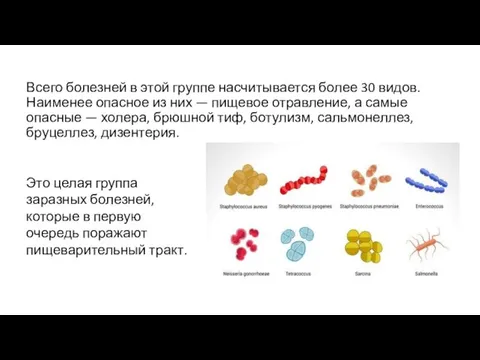 Всего болезней в этой группе насчитывается более 30 видов. Наименее опасное из