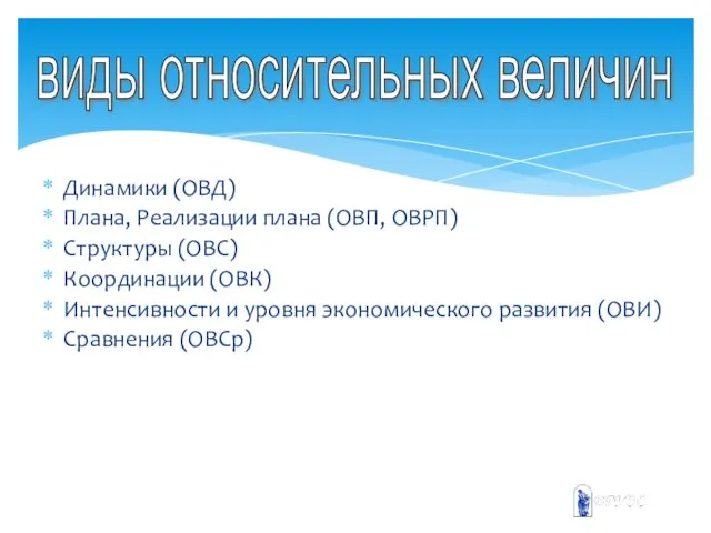 Динамики (ОВД) Плана, Реализации плана (ОВП, ОВРП) Структуры (ОВС) Координации (ОВК) Интенсивности