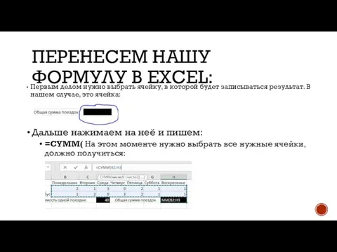 ПЕРЕНЕСЕМ НАШУ ФОРМУЛУ В EXCEL: Первым делом нужно выбрать ячейку, в которой