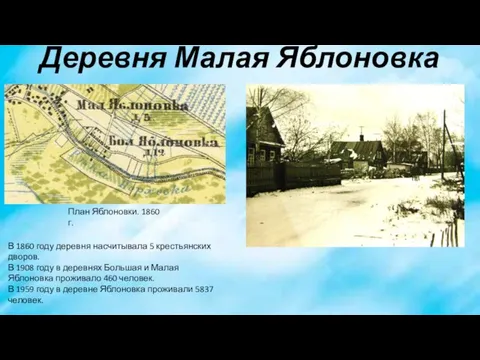 Деревня Малая Яблоновка План Яблоновки. 1860 г. В 1860 году деревня насчитывала