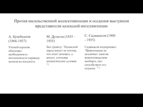 Против насильственной коллективизации и оседания выступили представители казахской интеллигенции А. Букейханов (1866-1937)