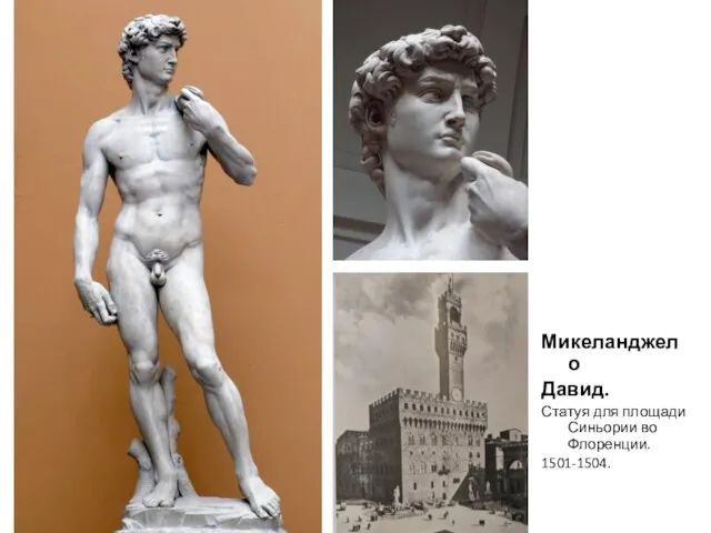 Микеланджело Давид. Статуя для площади Синьории во Флоренции. 1501-1504.