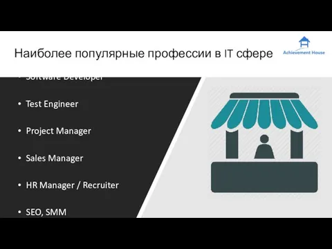 Наиболее популярные профессии в IT сфере Software Developer Test Engineer Project Manager