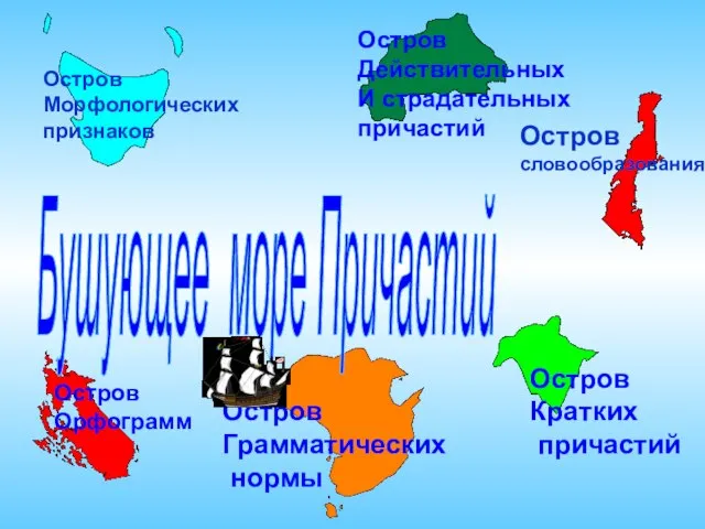 Остров Морфологических признаков Остров словообразования Остров Действительных И страдательных причастий Бушующее море