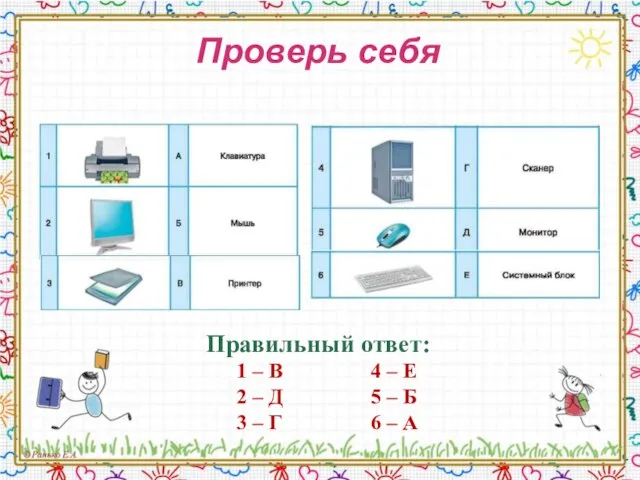 Проверь себя Правильный ответ: 1 – В 2 – Д 3 –