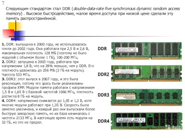 Следующим стандартом стал DDR (double-data-rate five synchronous dynamic random access memory) .