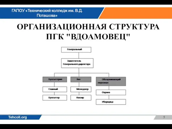 ОРГАНИЗАЦИОННАЯ СТРУКТУРА ПГК "ВДОАМОВЕЦ"