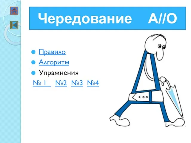 Чередование А//О Правило Алгоритм Упражнения № 1 №2 №3 №4