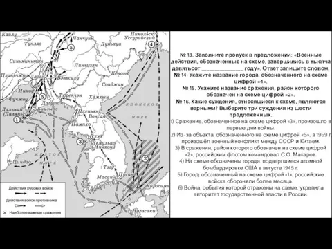 № 13. Заполните пропуск в предложении: «Военные действия, обозначенные на схеме, завершились