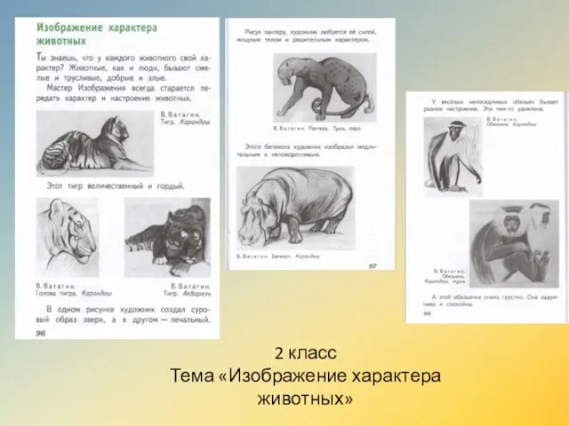 2 класс Тема «Изображение характера животных»