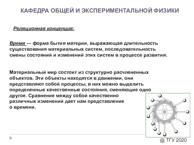 КАФЕДРА ОБЩЕЙ И ЭКСПЕРИМЕНТАЛЬНОЙ ФИЗИКИ @ ТГУ 2020 Время — форма бытия