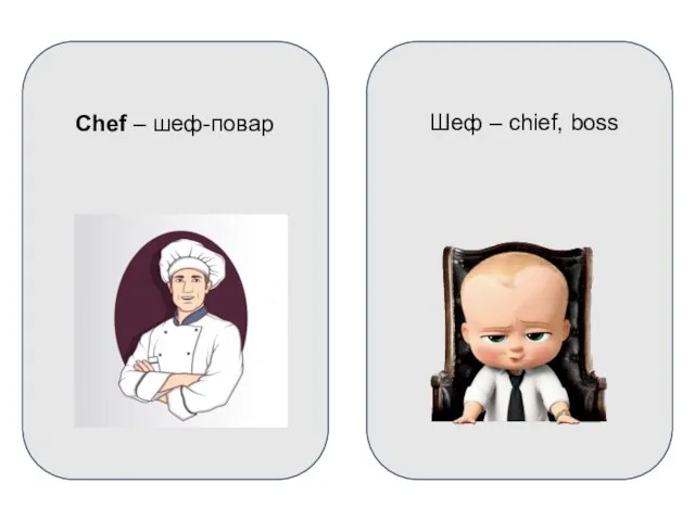 Chef – шеф-повар Шеф – chief, boss