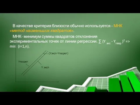 В качестве критерия близости обычно используется - МНК «метод наименьших квадратов». МНК-