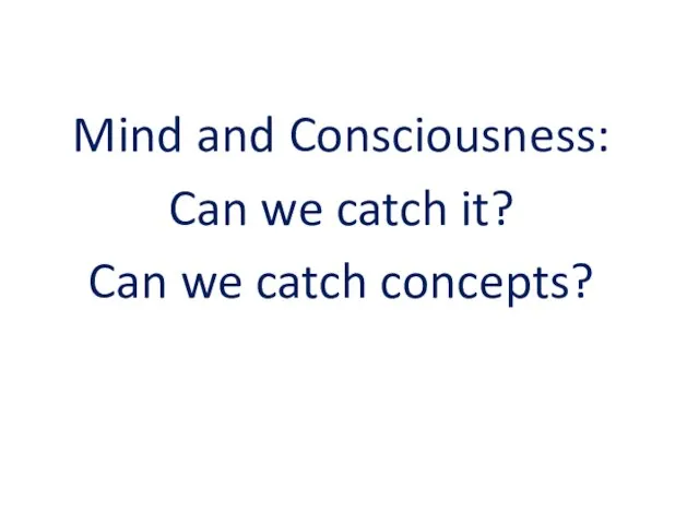 Mind and Consciousness: Can we catch it? Can we catch concepts?