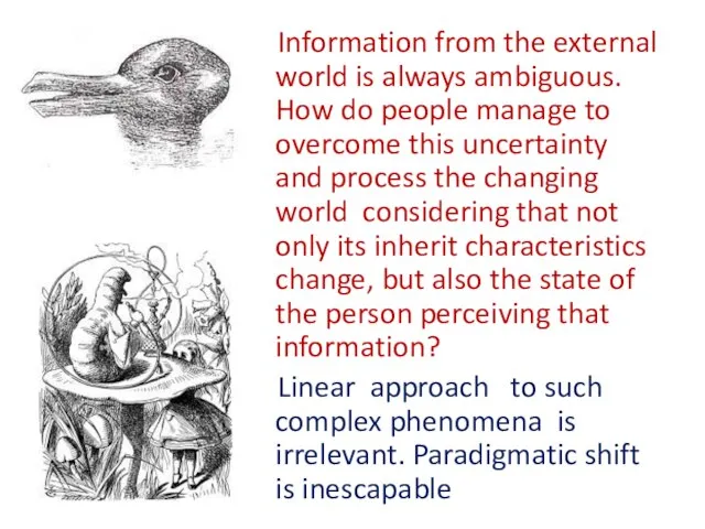 Information from the external world is always ambiguous. How do people manage