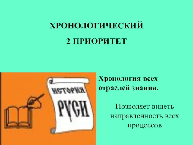 Хронология всех отраслей знания. Позволяет видеть направленность всех процессов ХРОНОЛОГИЧЕСКИЙ 2 ПРИОРИТЕТ