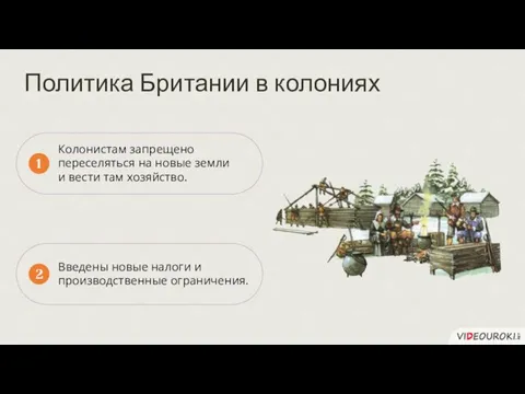 1 2 Политика Британии в колониях Колонистам запрещено переселяться на новые земли