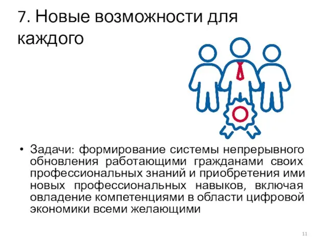 7. Новые возможности для каждого Задачи: формирование системы непрерывного обновления работающими гражданами