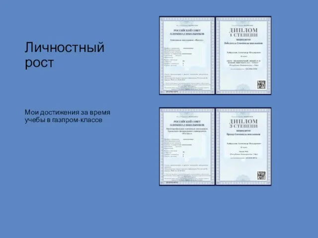 Личностный рост Мои достижения за время учебы в газпром-классе