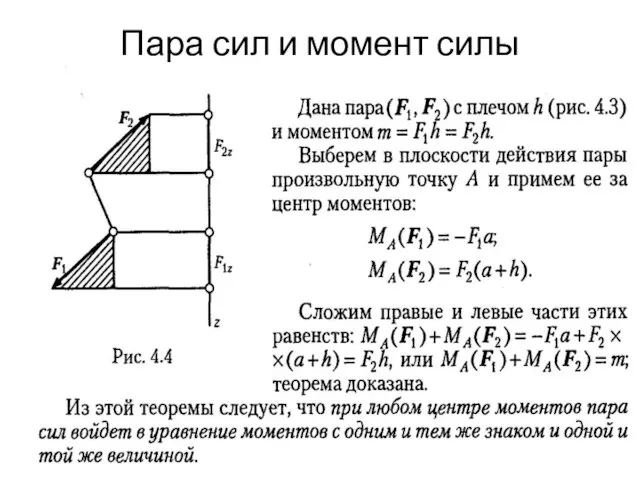 Пара сил и момент силы