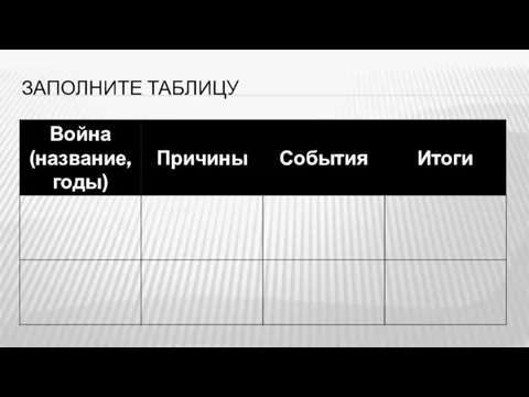 ЗАПОЛНИТЕ ТАБЛИЦУ