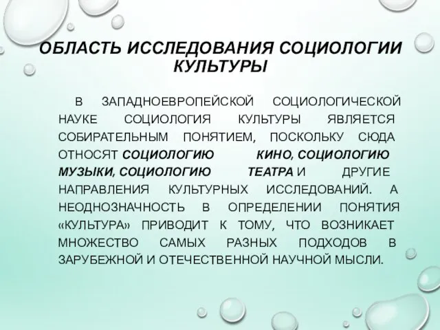 ОБЛАСТЬ ИССЛЕДОВАНИЯ СОЦИОЛОГИИ КУЛЬТУРЫ В ЗАПАДНОЕВРОПЕЙСКОЙ СОЦИОЛОГИЧЕСКОЙ НАУКЕ СОЦИОЛОГИЯ КУЛЬТУРЫ ЯВЛЯЕТСЯ СОБИРАТЕЛЬНЫМ