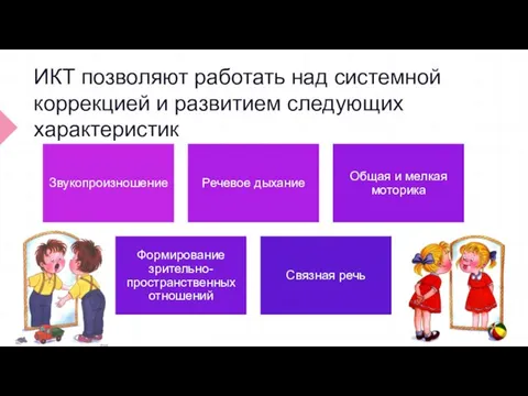 ИКТ позволяют работать над системной коррекцией и развитием следующих характеристик