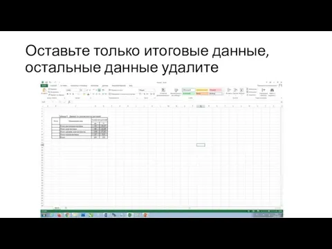 Оставьте только итоговые данные, остальные данные удалите