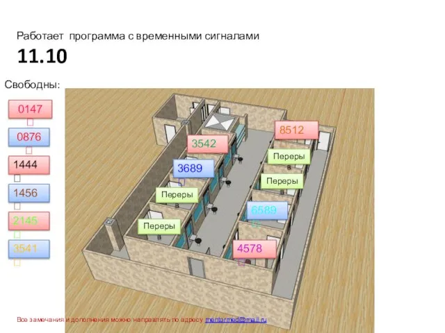 Работает программа с временными сигналами 11.10 0147  0876  Перерыв Перерыв