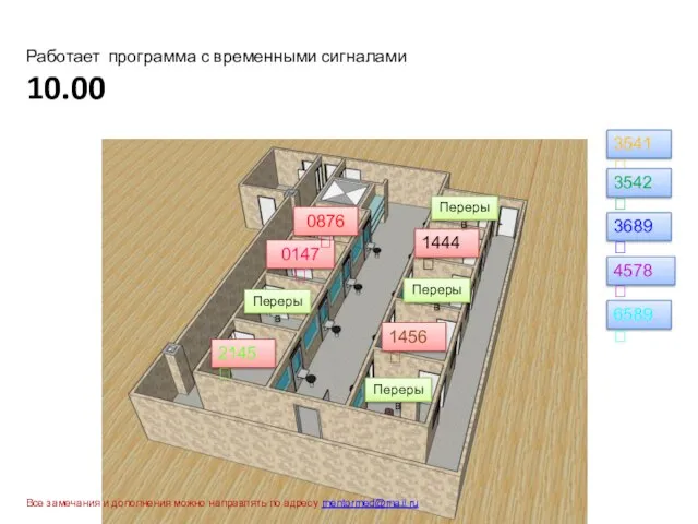 Работает программа с временными сигналами 10.00 0147  0876  1444 