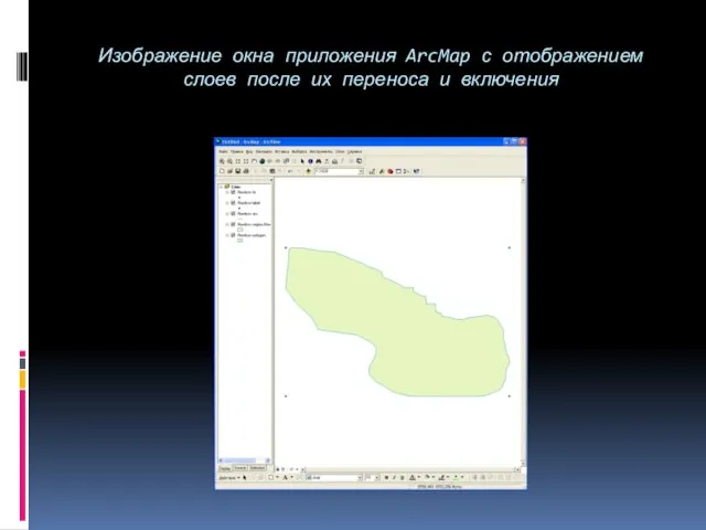 Изображение окна приложения ArcMap с отображением слоев после их переноса и включения