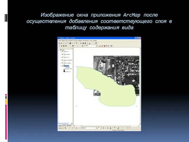 Изображение окна приложения ArcMap после осуществления добавления соответствующего слоя в таблицу содержания вида