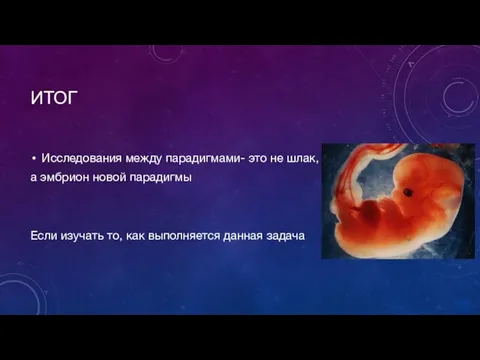 ИТОГ Исследования между парадигмами- это не шлак, а эмбрион новой парадигмы Если