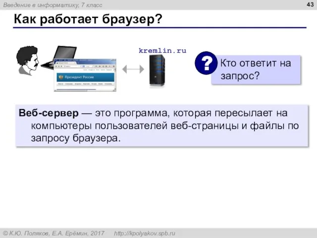 Как работает браузер? Веб-сервер — это программа, которая пересылает на компьютеры пользователей