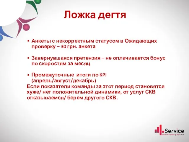 Ложка дегтя Анкеты с некорректным статусом в Ожидающих проверку – 30 грн.