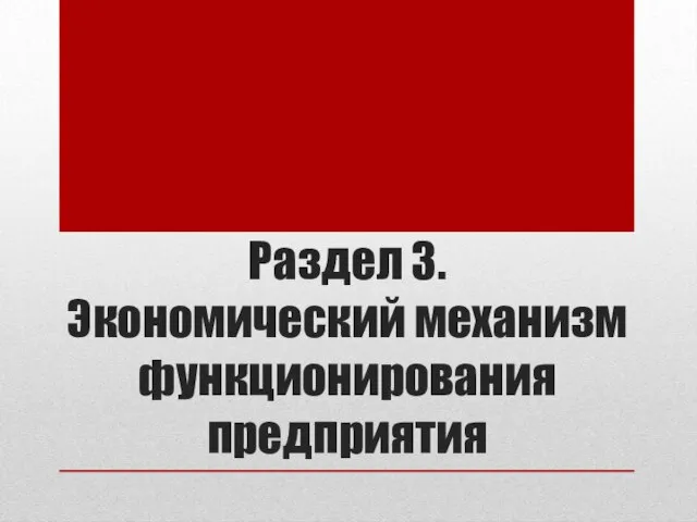 Раздел 3. Экономический механизм функционирования предприятия