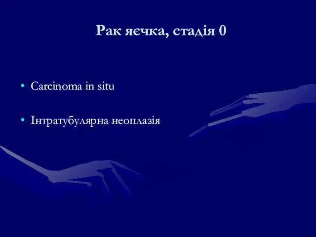 Рак яєчка, стадія 0 Carcinoma in situ Інтратубулярна неоплазія