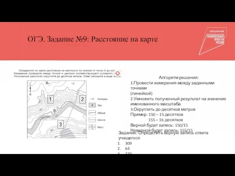 Общепедагогические компетенции Куратор Тьюторы ОГЭ. Задание №9: Расстояние на карте Алгоритм решения: