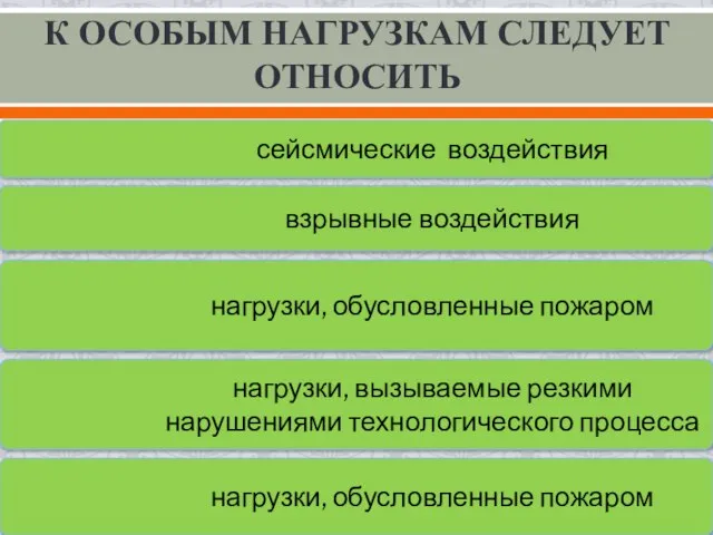 К ОСОБЫМ НАГРУЗКАМ СЛЕДУЕТ ОТНОСИТЬ