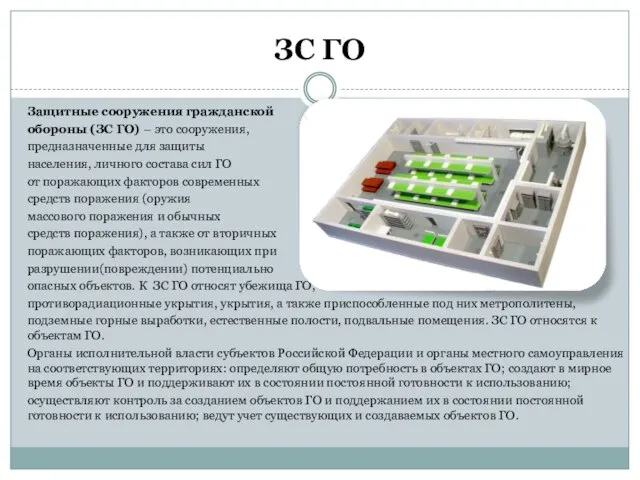 ЗС ГО Защитные сооружения гражданской обороны (ЗС ГО) – это сооружения, предназначенные