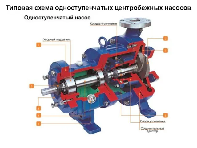 Типовая схема одноступенчатых центробежных насосов