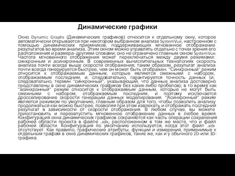 Динамические графики Окно Dynamic Graphs (Динамических графиков) относится к отдельному окну, которое