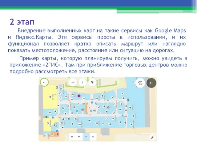 2 этап Внедрение выполненных карт на такие сервисы как Google Maps и