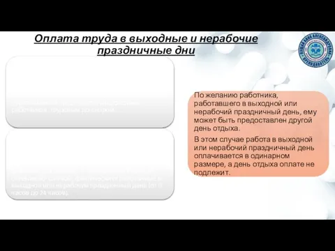 Оплата труда в выходные и нерабочие праздничные дни